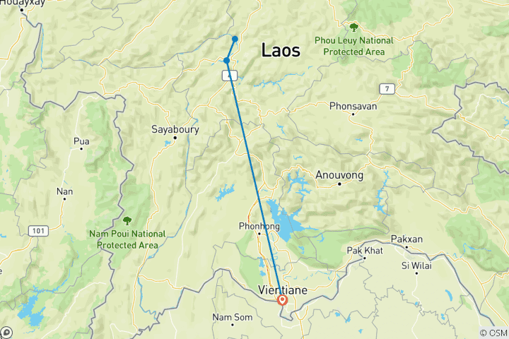 Kaart van Laos Explorer: Tempels, de Mekong en de Kuang Si-watervallen met de trein