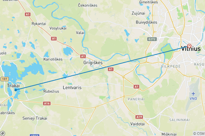 Mapa de Vilna y Trakai en 4 días: leyendas del casco antiguo, una historia sombría y un castillo de cuento de hadas