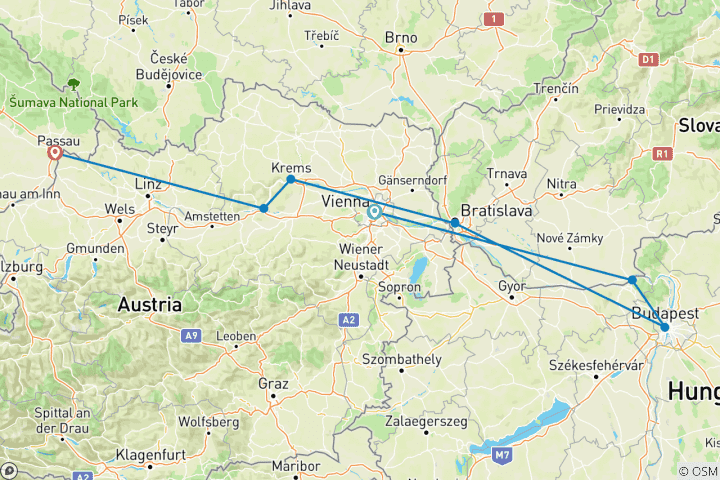 Karte von Donau Klassiker von Wien nach Passau 2026
