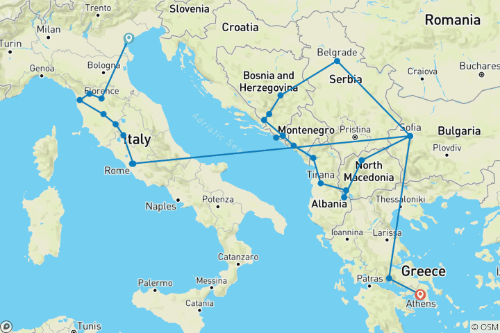 Kaart van Italië & de Balkan ontrafeld