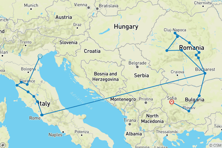 Kaart van Schatten van Italië en Transsylvanië