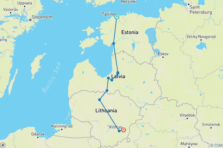 Carte du circuit Circuit « Capitales baltes et trésors médiévaux » - 7 jours