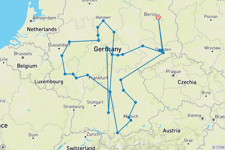 Carte du circuit Un voyage historique inoubliable à travers l'Allemagne - 8 jours