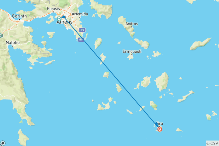 Karte von Inselhopping: Athen und Santorini – 5 Tage