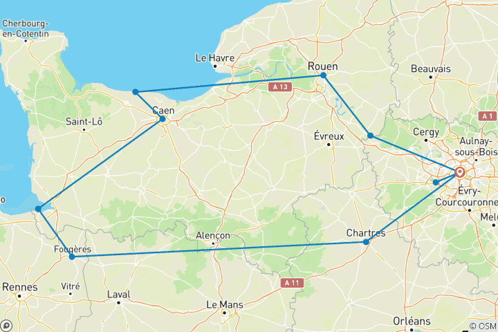 Carte du circuit De Paris à la Normandie : une odyssée française - 6 jours