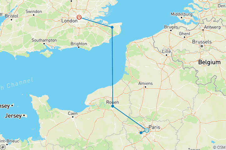 Kaart van Ontdek Parijs en Londen – 6 dagen