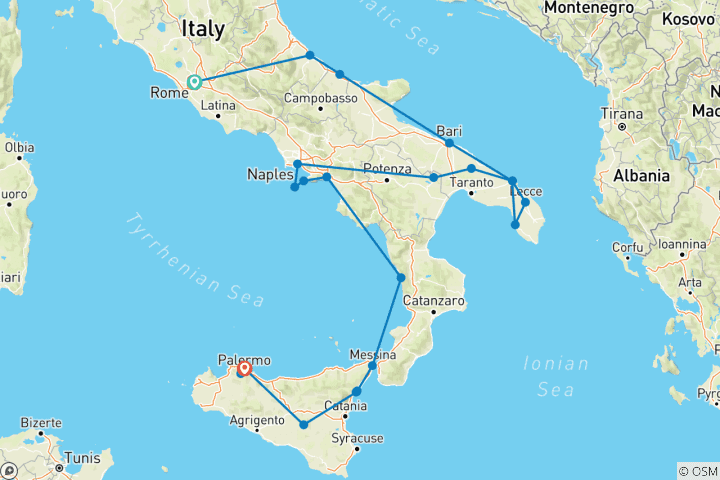 Carte du circuit Voyage en Italie : charmes du littoral et merveilles historiques - 8 jours