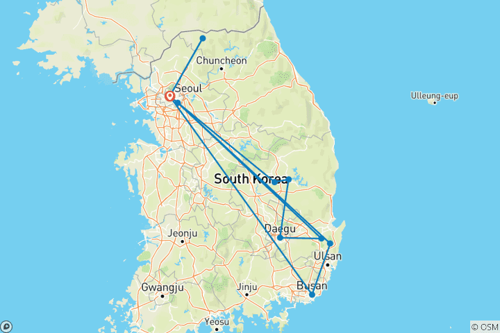 Map of Enchanting Korea Palaces, Temples, and Traditions - 7 days