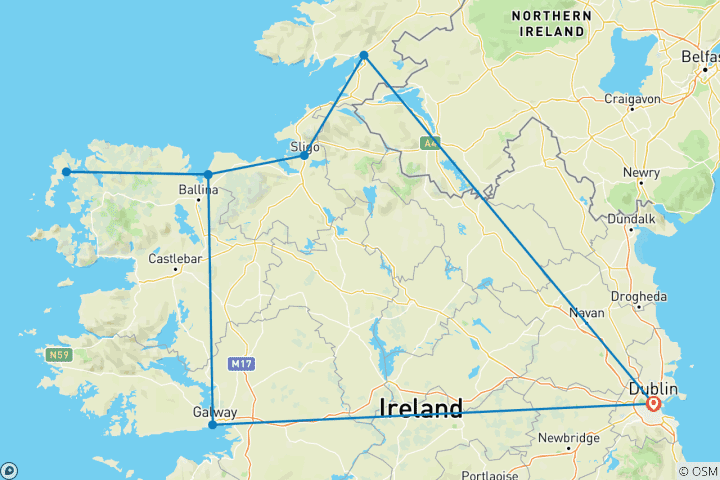 Carte du circuit Série de tournois de golf « Irish Links »