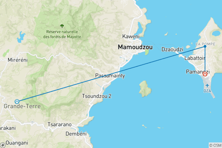 Karte von Wander- und Lagunenabenteuer auf Mayotte – 7 Tage / 6 Nächte