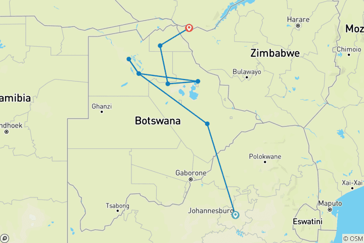 Carte du circuit L'expérience de l'Okavango