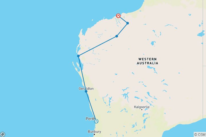 Map of North West WA Food Tour: Perth to the Pilbara and Karijini