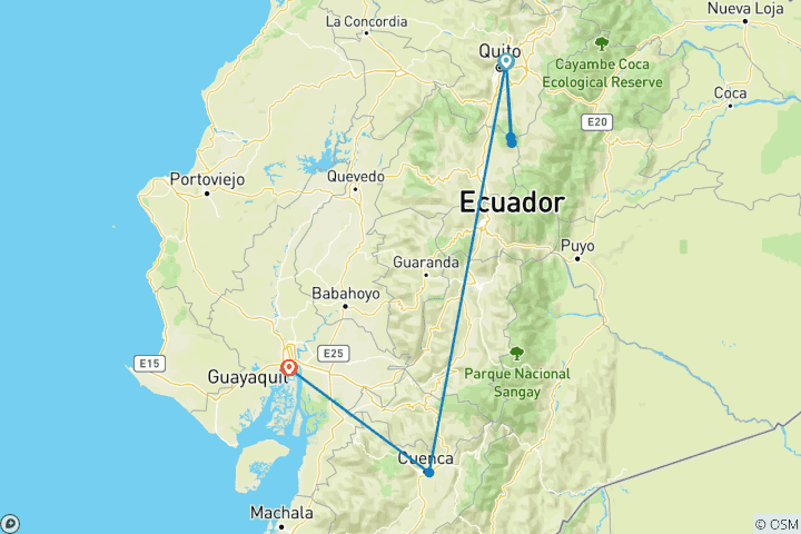 Carte du circuit Équateur : Quito, Cuenca et Guayaquil - 7 jours/6 nuits