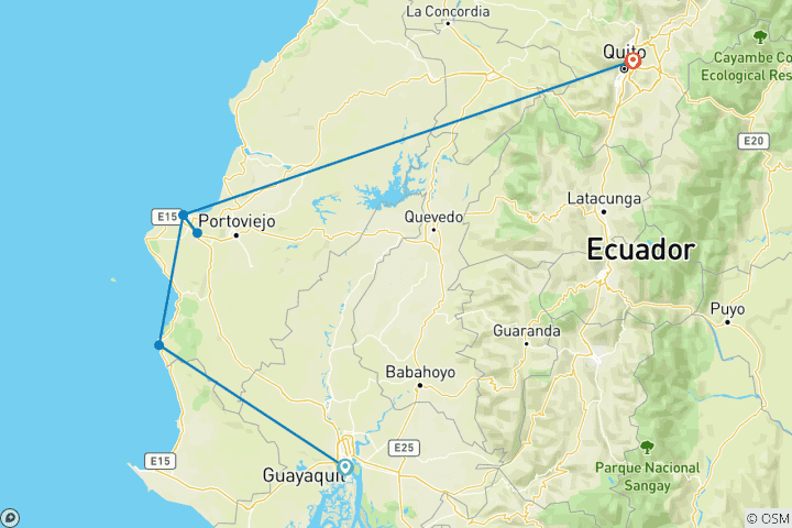 Carte du circuit Équateur : le Pacifique, les plages et les Andes - 8 jours/7 nuits