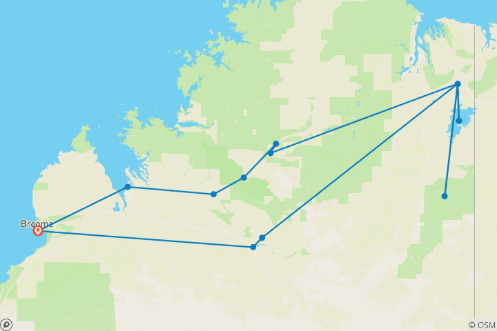 Map of Kimberley & Gibb River Road 8 Day Tour