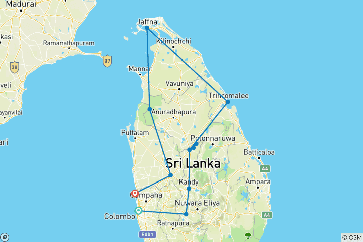 Carte du circuit Sri Lanka : Expédition féminine