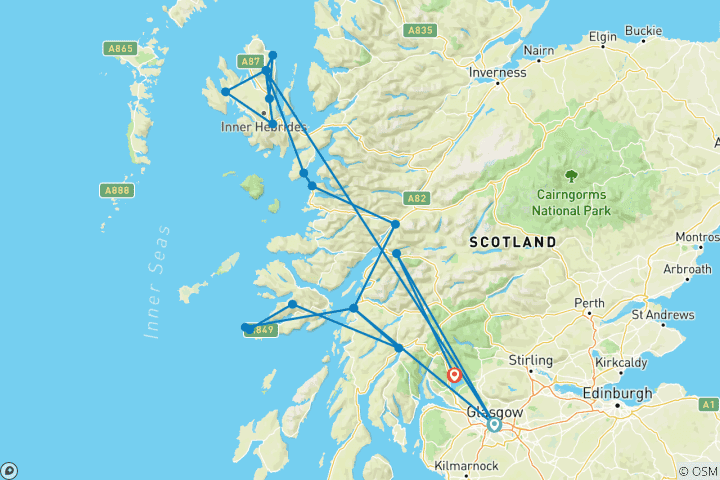 Map of Isle of Skye, Mull & Iona