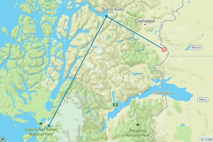 Map of Chile: Patagonia, Glaciers and Hot Springs of Aysén - 4 Days