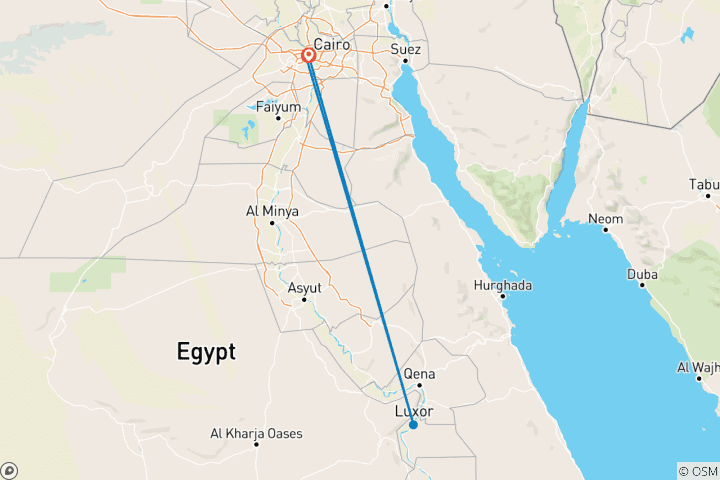 Kaart van 5-daagse rondreis naar Caïro en Luxor – Ontdek het oude Egypte