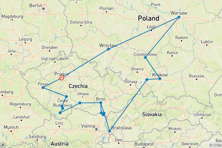 Carte du circuit Entre histoires et châteaux à Essential Poland