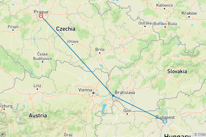 Carte du circuit Capitales de l'Est (3 destinations)
