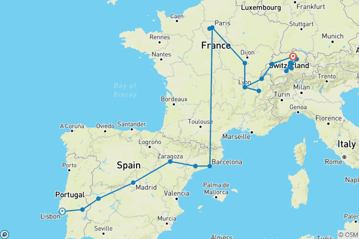 Map of European Spotlight end Zurich
