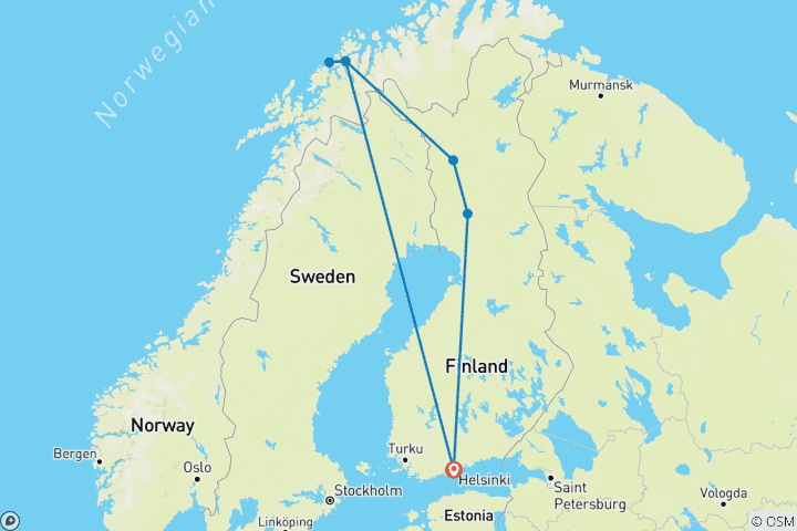 Map of Arctic Road Trip: Into the Wild of Lapland and Tromsø