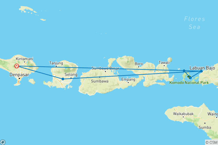 Map of Beyond Bali 10 Days - The Komodo Liveaboard 2 Nights and Lombok Island