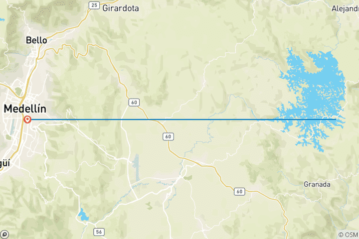 Carte du circuit Aventure de 2 jours à Guatapé : circuit à moto au départ de Medellín