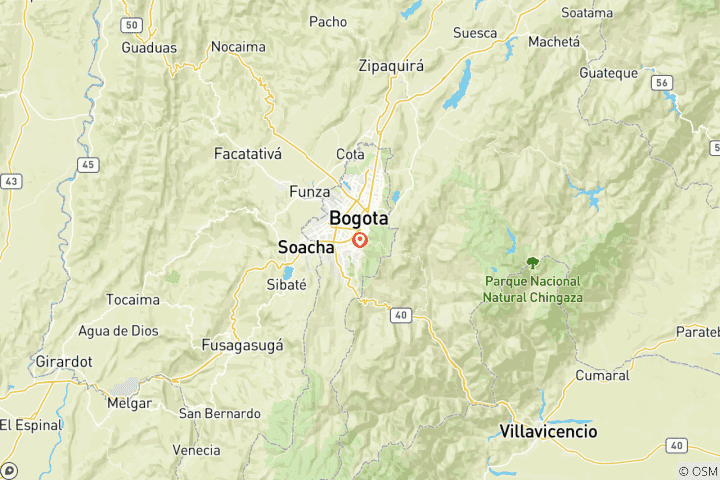 Karte von Bogotá – Schlamm und Berge: 1-tägige Offroad-Motorradtour