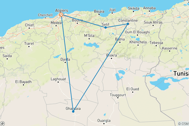 Map of Algeria, Constantine, Ghardaïa - 7 days