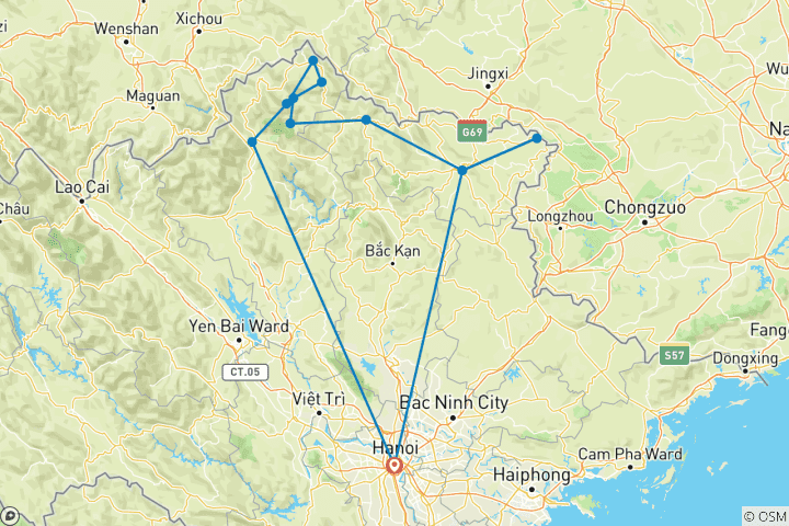 Karte von „Easy Rider“-Abenteuer von Ha Giang nach Cao Bang: 5 Tage voller wilder Landschaften und verborgener Kulturen