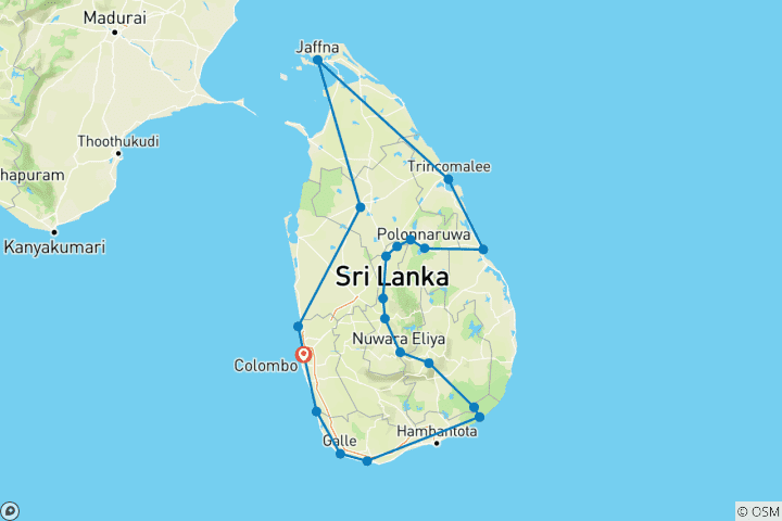 Kaart van De ultieme Sri Lanka-ervaring