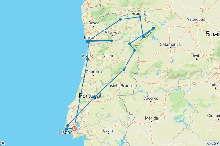 Carte du circuit Circuit en petit groupe « Hors des sentiers battus » au Portugal