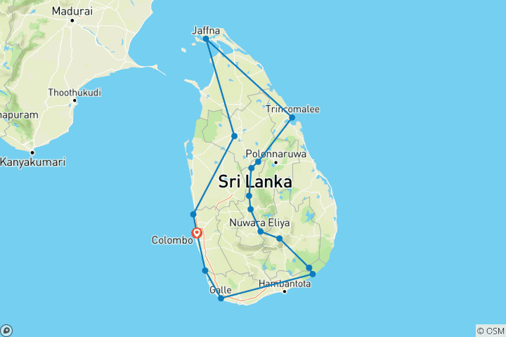 Kaart van Sri Lanka in detail