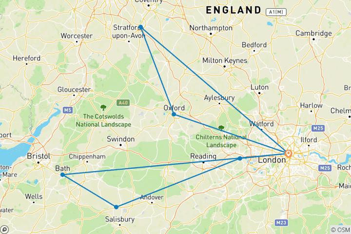 Carte du circuit Escapade royale de Noël de 6 jours : Londres, Windsor et le château de Blenheim