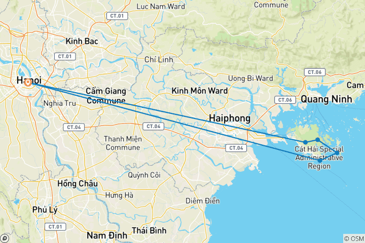Karte von 2-tägiges Cat-Ba-Abenteuer: Dschungel-Trekking, das Dorf Viet Hai und SUP in der Lan-Ha-Bucht