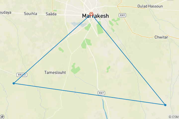 Carte du circuit 6 jours à Marrakech : la magie et l'aventure du désert