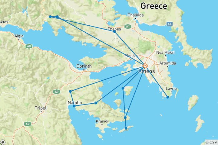 Karte von 7 Tage in Athen: Entdecken Sie die historische Hauptstadt Griechenlands