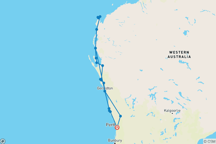 Mapa de Tour de 10 días: lo mejor de la Costa Oeste, todo confort