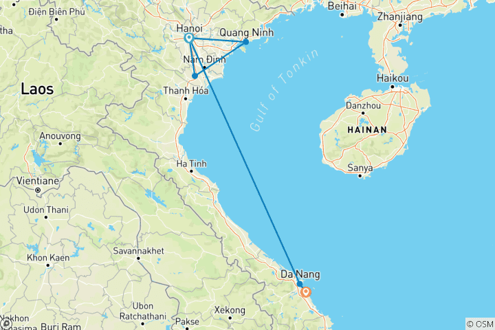 Carte du circuit Circuit de luxe de 7 jours au Vietnam : Hanoï, Ninh Binh, la baie d'Ha Long et Hoi An