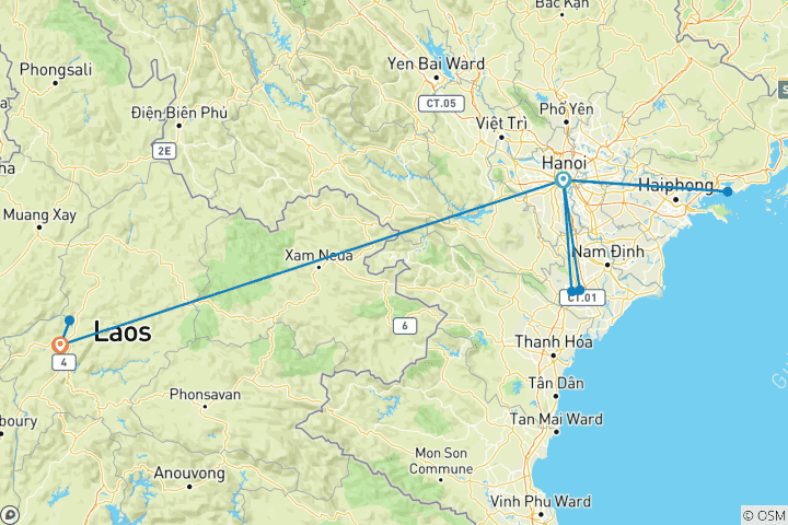 Kaart van Noord-Vietnam & Laos – 8 dagen: erfgoed, grotten en watervallen