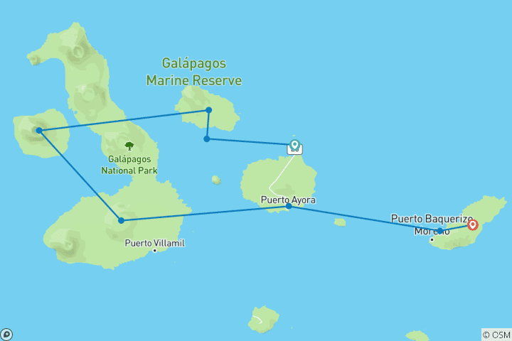 Carte du circuit Croisière Letty aux Galápagos
