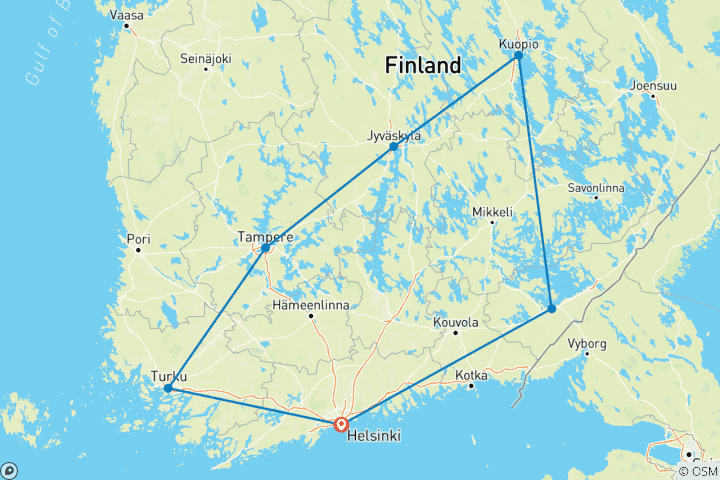 Carte du circuit Paysages de la Finlande