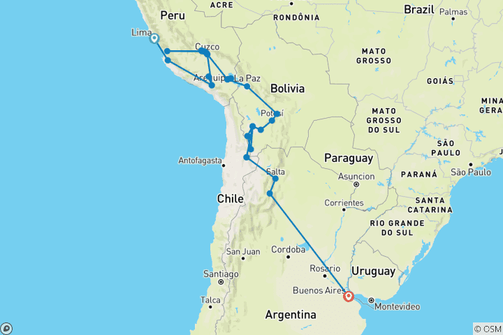 Map of Lima to Buenos Aires: Deserts & Dancing
