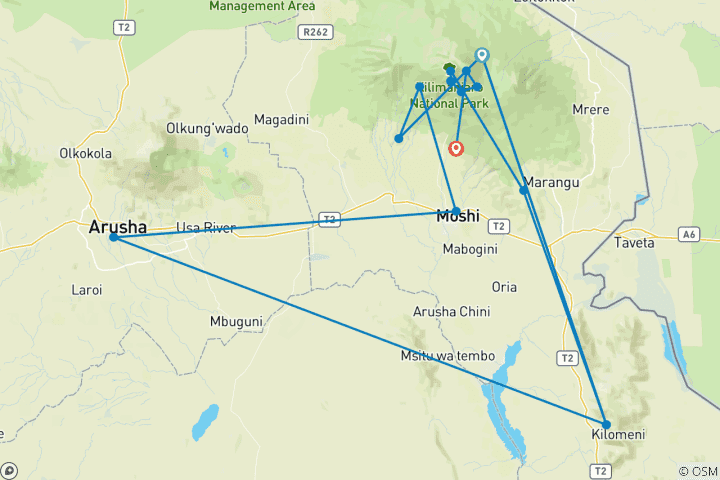 Karte von Kilimandscharo - Machame Route „Whisky Route“