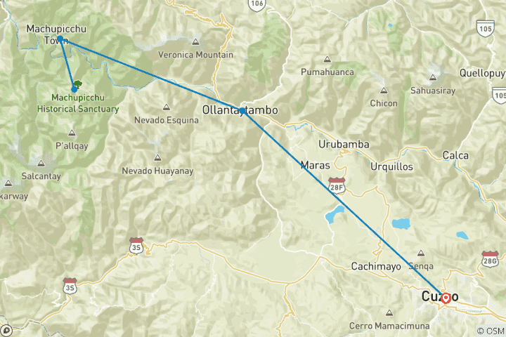 Carte du circuit Chemin de l'Inca Express