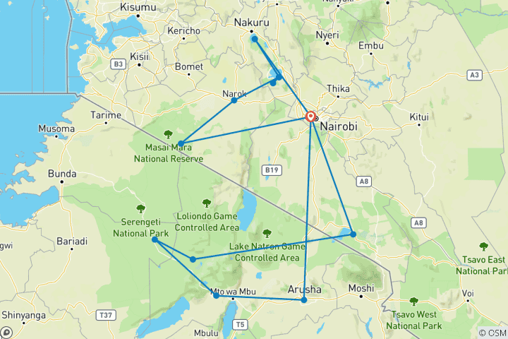 Carte du circuit Le cœur des Masaïs