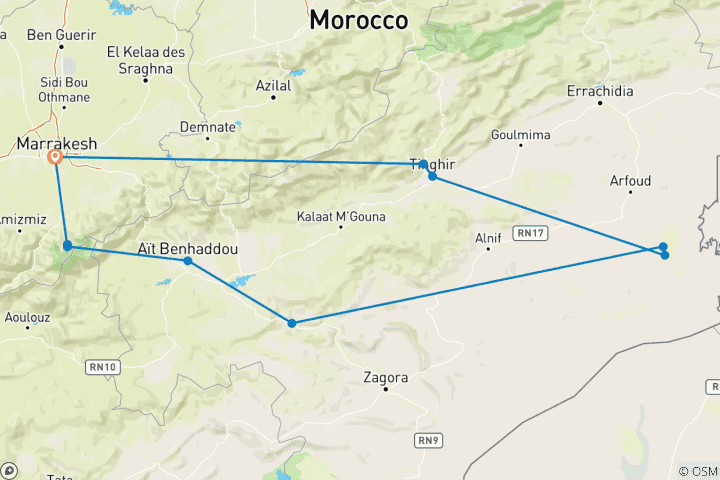 Mapa de Marruecos: Senderismo y bicicleta