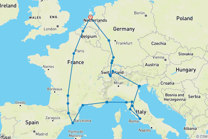 Carte du circuit Explorateur Europe